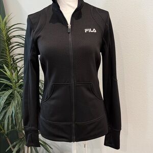 Women’s Fila Sport Black Athletic Jacket Lightweight Zipper Long Sleeve XS
